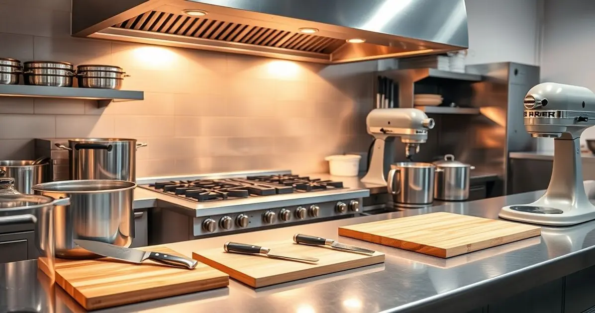 What are the tools and equipment used in commercial cooking